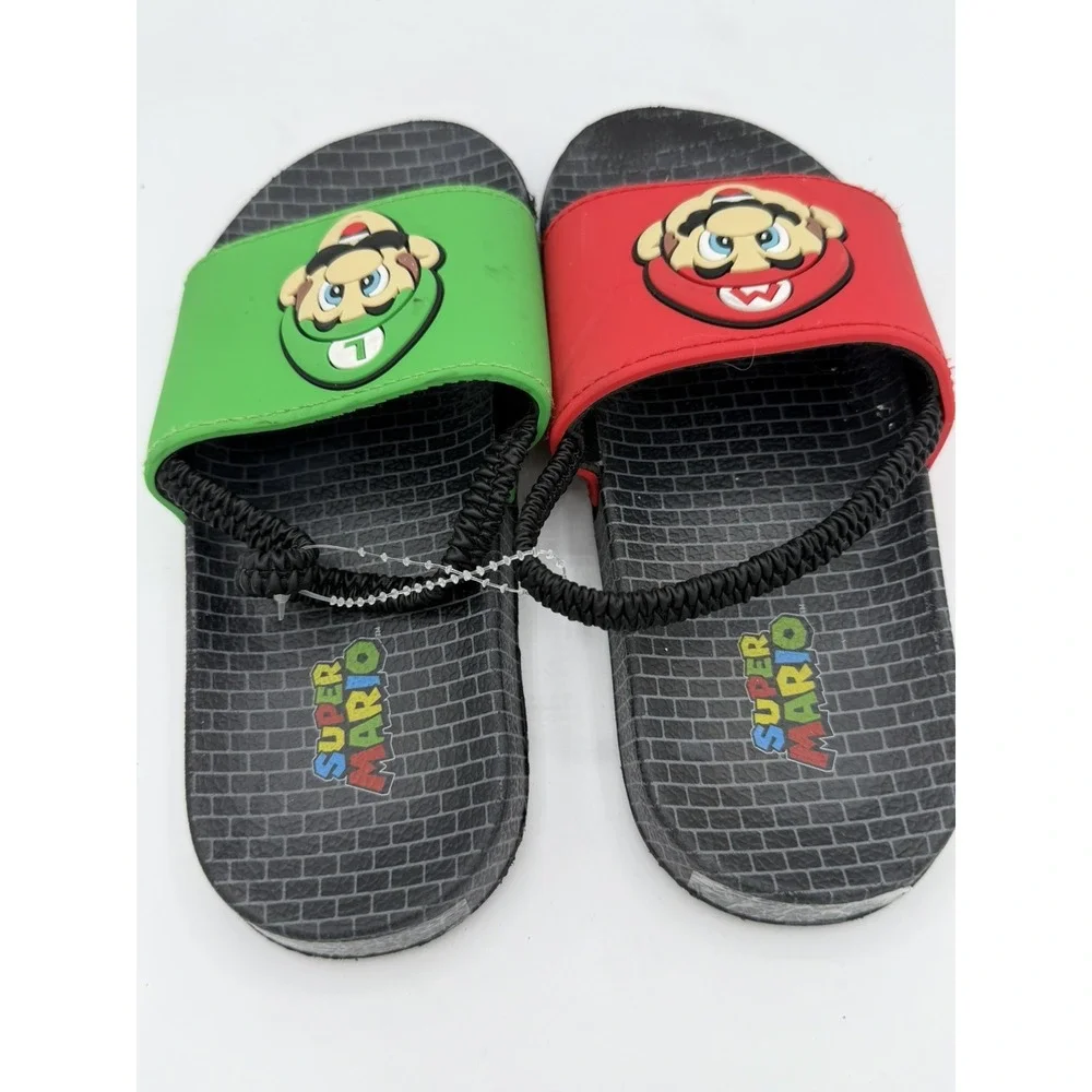 Ground Up Nintendo Kids Mario and Luigi  Slides Sandals Size 11/12